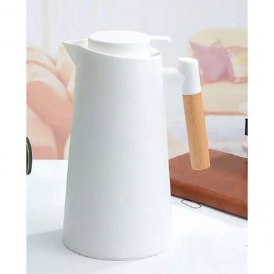 Garrafa Termica Cafeclick Com Cabo De Madeira 1 Litro Branca