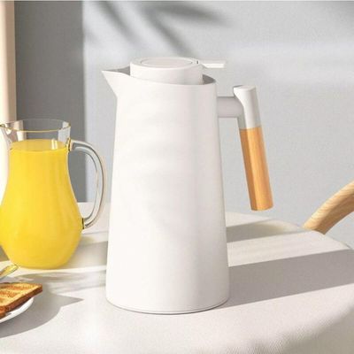Garrafa Termica Cafeclick Com Cabo De Madeira 1 Litro Branca