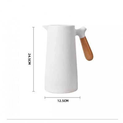 Garrafa Termica Cafeclick Com Cabo De Madeira 1 Litro Branca