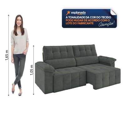 Sofá Retrátil/Reclinável 3 Lugares 2,20m  Cinza Luizzi