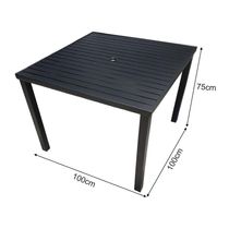 Mesa Tampo Ripado Quadrada 1.00x1.00m Alumínio Preto