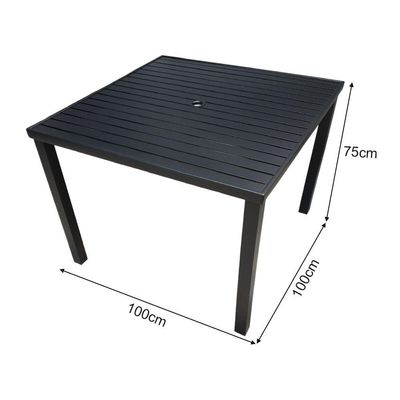 Mesa Tampo Ripado Quadrada 1.00x1.00m Alumínio Preto