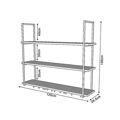 Nicho De Teto Indústrial Denver 120cm Preto E Branco Preto
