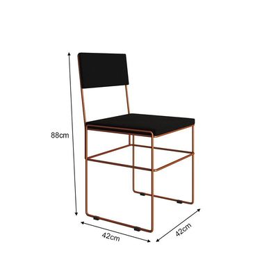 Mesa Jantar Industrial Trama 1,40x0,80m Amêndoa Com 4 Cadeiras Estofadas Vitória Cobre E Preta Marrom