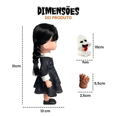 Boneca Vavazinha Com Mãozinha E Fantasminha (inspiração Série Wandinha)