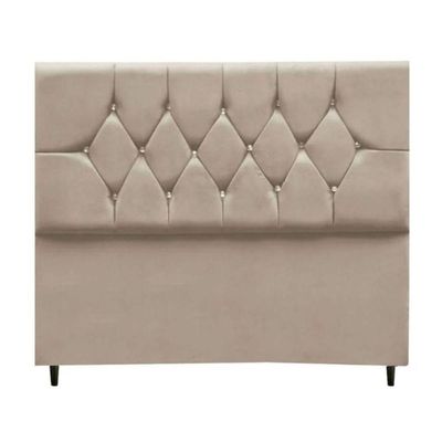 Cabeceira Cama Box Solteiro 90 Cm Geovana Suede bege