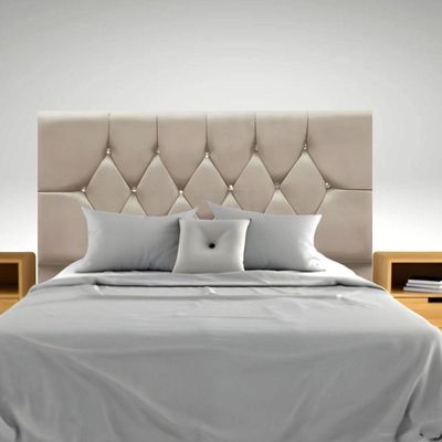 Cabeceira Cama Box Solteiro 90 Cm Geovana Suede bege
