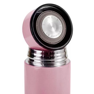 Garrafa Térmica Inteligente De Inox 500ml Tampa C/sensor De Temperatura Led água Café Chá Rosa Bebe