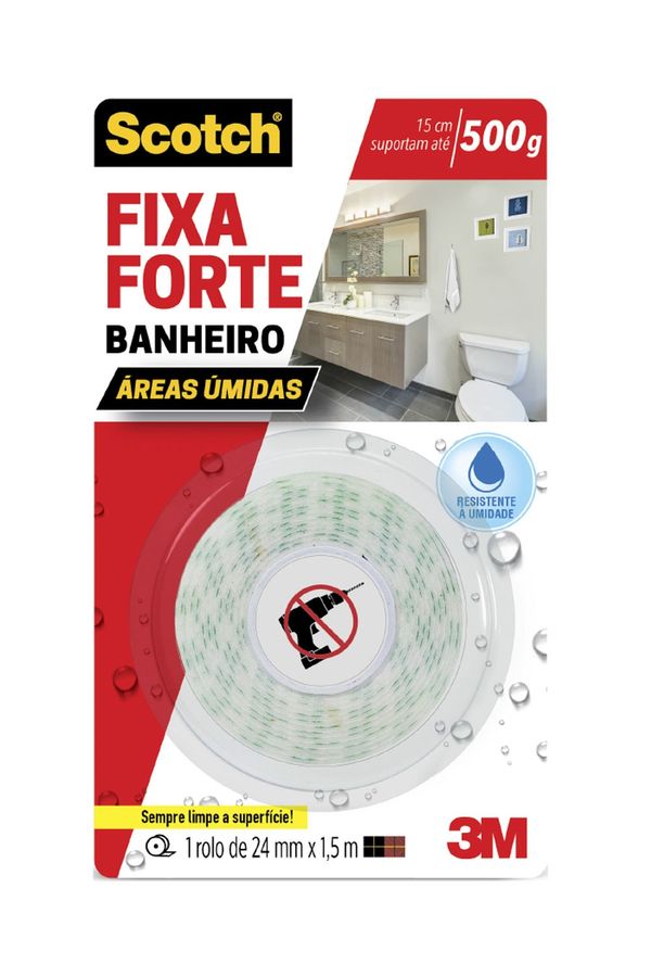 Fita Adesiva Dupla Face Scotch 3M com Espuma Banheiro 24mmx1,5m