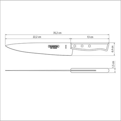 Faca Peixeira Cozinha Tramontina Tradicional Aço Inox Cabo Madeira Natural 9pol Tramontina