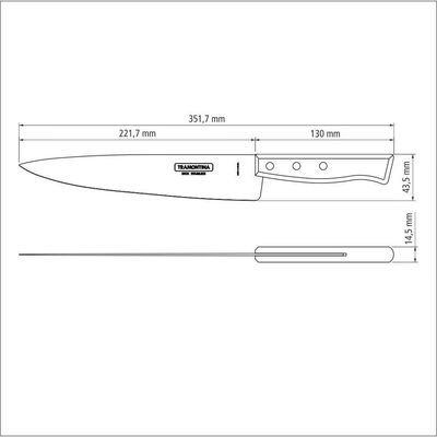 Faca Peixeira Cozinha Tramontina Tradicional Aço Inox Cabo Madeira Natural 9pol Tramontina