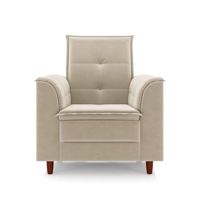 Poltrona Decorativa Amamentação Reforçada Puff Luly Veludo bege