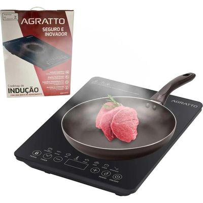 Cooktop Indução 1200W Vitrocerâmico 1 Boca Preto ACKI01-01 Agratto 110V