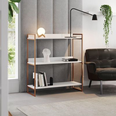 Aparador Industrial 3 Prateleiras Córdoba 95cm Cobre E Branco