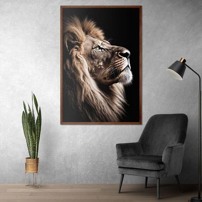 Quadro Decorativo Leão Da Fé Moldura Madeira Cx Alta 40x60
