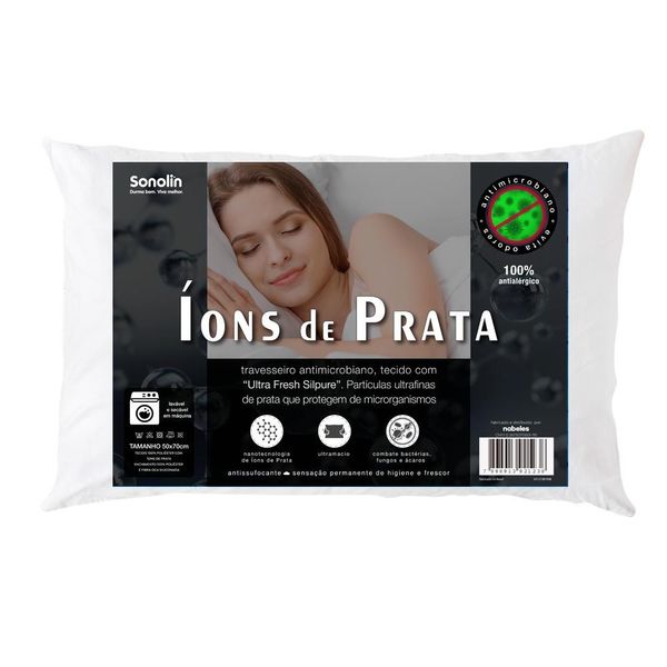 Travesseiro Sonolin Íons de Prata 50 x 70 cm Branco