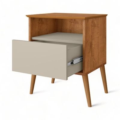 Mesa De Cabeceira Cancun Naturalle E Off White Bechara