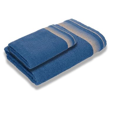 Jogo Com 2 Toalhas Luxury Soft Beka 360 G-m² 1 Banho + 1 Rosto Luxo Azul