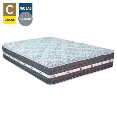 Cama Box Casal Sintético + Colchão Anjos Black Graphite Molas Ensacadas 138x188x64cm Marrom