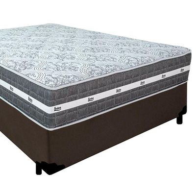 Cama Box Casal Sintético + Colchão Anjos Black Graphite Molas Ensacadas 138x188x64cm Marrom