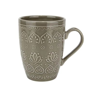 Caneca Le Mulaki Taupe Cerâmica Texturizada Cinza 320ml