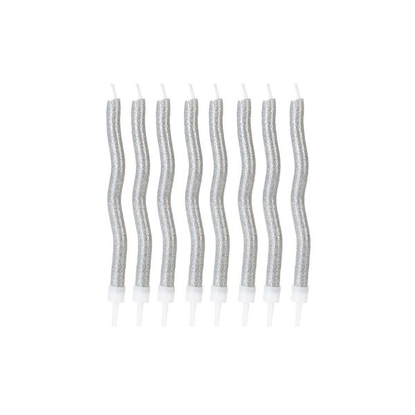 Vela Silver Espiral Glitter Prata