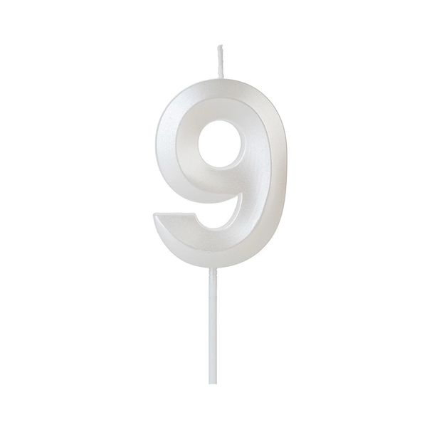 Vela Silver Design Branca Perolada Número 9