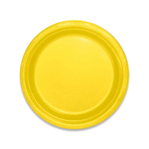 Prato de Plástico Silver Plastic Happy Line Amarelo