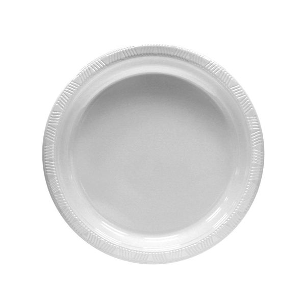 Prato de Plástico Silver Plastic Happy Line Branco