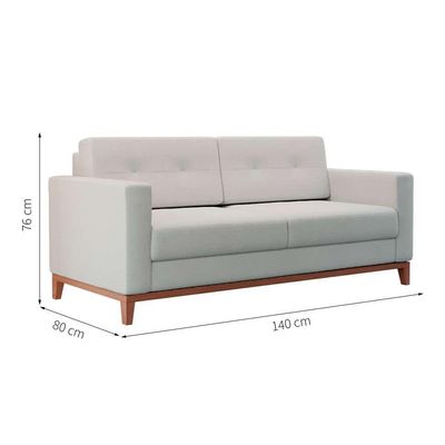 Sofá 2 Lugares Living Pés e Base em Madeira Linho Cotton Cru