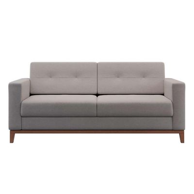 Sofá 2 Lugares Living Pés e Base em Madeira Linho Cotton Cru