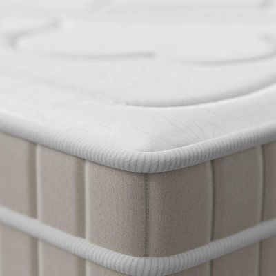 Cama Box King Royale com Colchão King Molas Ensacadas Bege e Branca