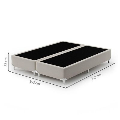 Cama Box King Royale com Colchão King Molas Ensacadas Bege e Branca