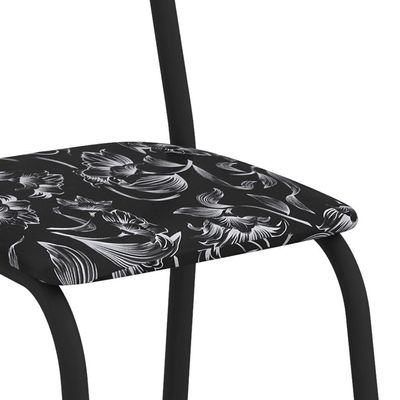 Conjunto com 2 Cadeiras Peters Revestimento Sintético Florido e Preto