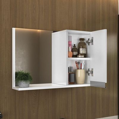 Conjunto Gabinete Banheiro Fox 60cm (gabinete + Cuba + Espelheira) Branco Inteiro