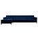 Sofá 4 Lugares Living com Chaise Esquerdo Pés e Base em Madeira Linho Cotton Azul Marinho