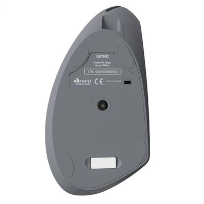Mouse Sem Fio Recarregavel 2.4 Ghz Vertical Ergonomico Ortopedico Power Fit 1600 Dpi Cinza Usb - Pm300