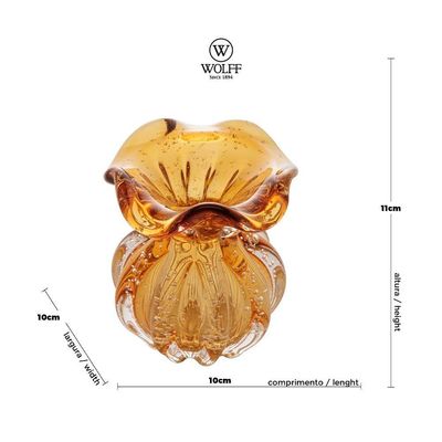 Vaso Murano Vidro Italy Ambar 10x11cm Wolff