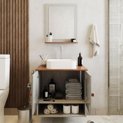Gabinete Arm Banheiro Deli 2 Portas Com Cuba Oxford Branca Off White nature