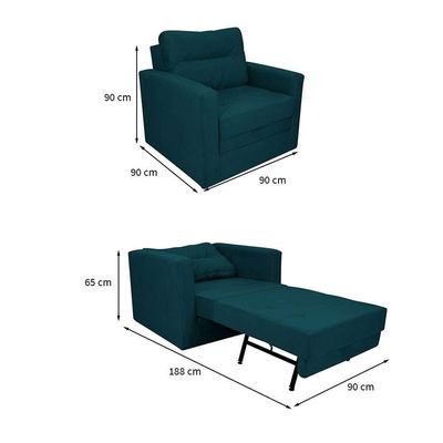 Sofá-Cama Solteiro Marisol Suede Petróleo