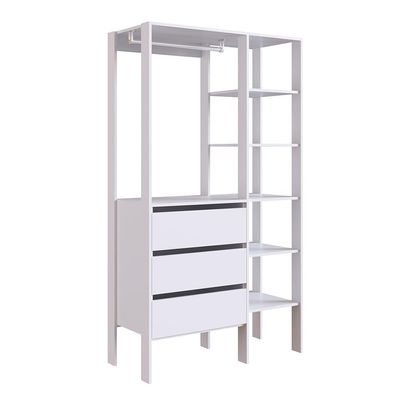 Conjunto de Guarda-Roupa Closet Modulado Dormitório 3 GV e 2 Mesas de Cabeceira Retrô 1 GV Branco e Mel
