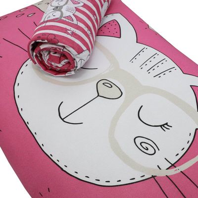Jogo de Cama Portallar Solteiro Malha Mista Joy Gatinhos 2 peças Pink