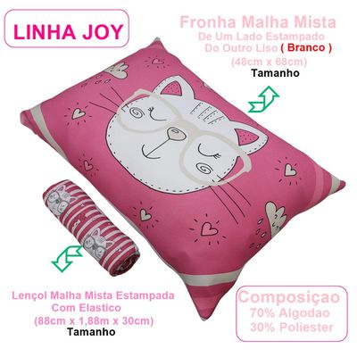Jogo de Cama Portallar Solteiro Malha Mista Joy Gatinhos 2 peças Pink