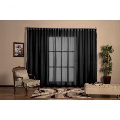 Cortina Voil Tecido 2,80x2,30 Para Trilho Suíço preto