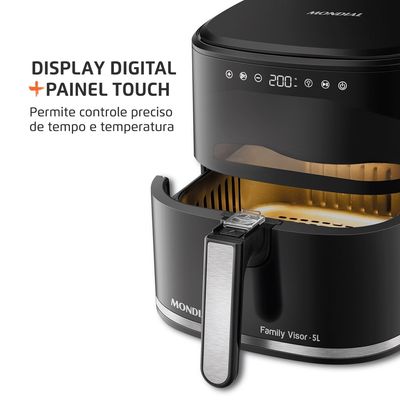 Fritadeira Sem Óleo Air Fryer Digital 5L  Mondial  Preto  2000W- AF-50-DV 127V