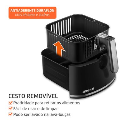 Fritadeira Sem Óleo Air Fryer Digital 5L  Mondial  Preto  2000W- AF-50-DV 127V