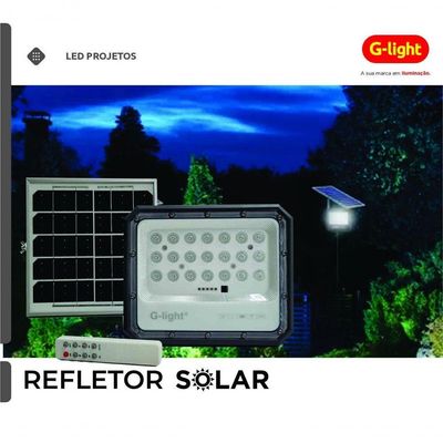 Refletor Solar Led 1200lm 6500k Dc 3.2v C/ Controle Remoto