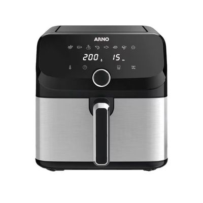 Fritadeira Elétrica Sem Óleo Air Fryer Arno AFD7 7,5L Mega Digital Inox com Preto / 110V