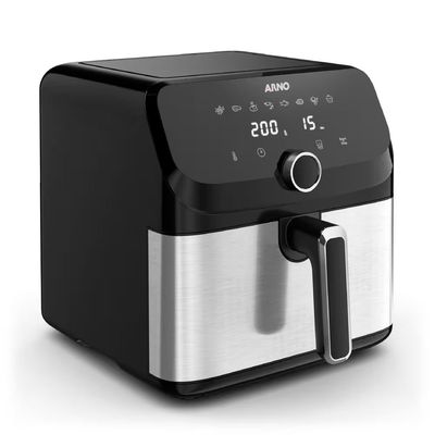 Fritadeira Elétrica Sem Óleo Air Fryer Arno AFD7 7,5L Mega Digital Inox com Preto / 110V