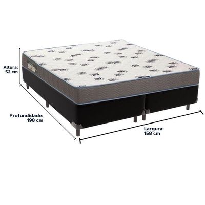 Cama Box Preto E Colchão Light Espuma D33 Queen Ortobom